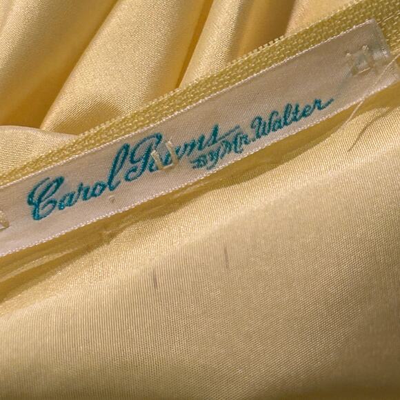 VTG 70s Princess Gown Carol Gowns by Mr. Walter, Yellow Organza Chiffon small - Picture 8 of 10